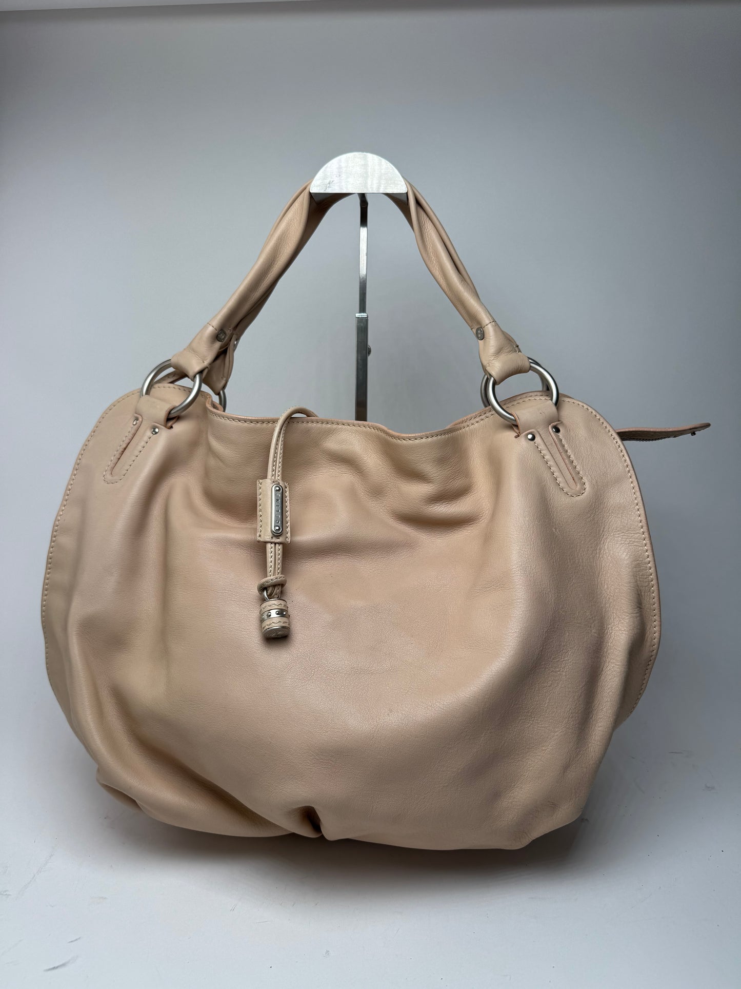 Grand sac vintage en cuir rose Céline