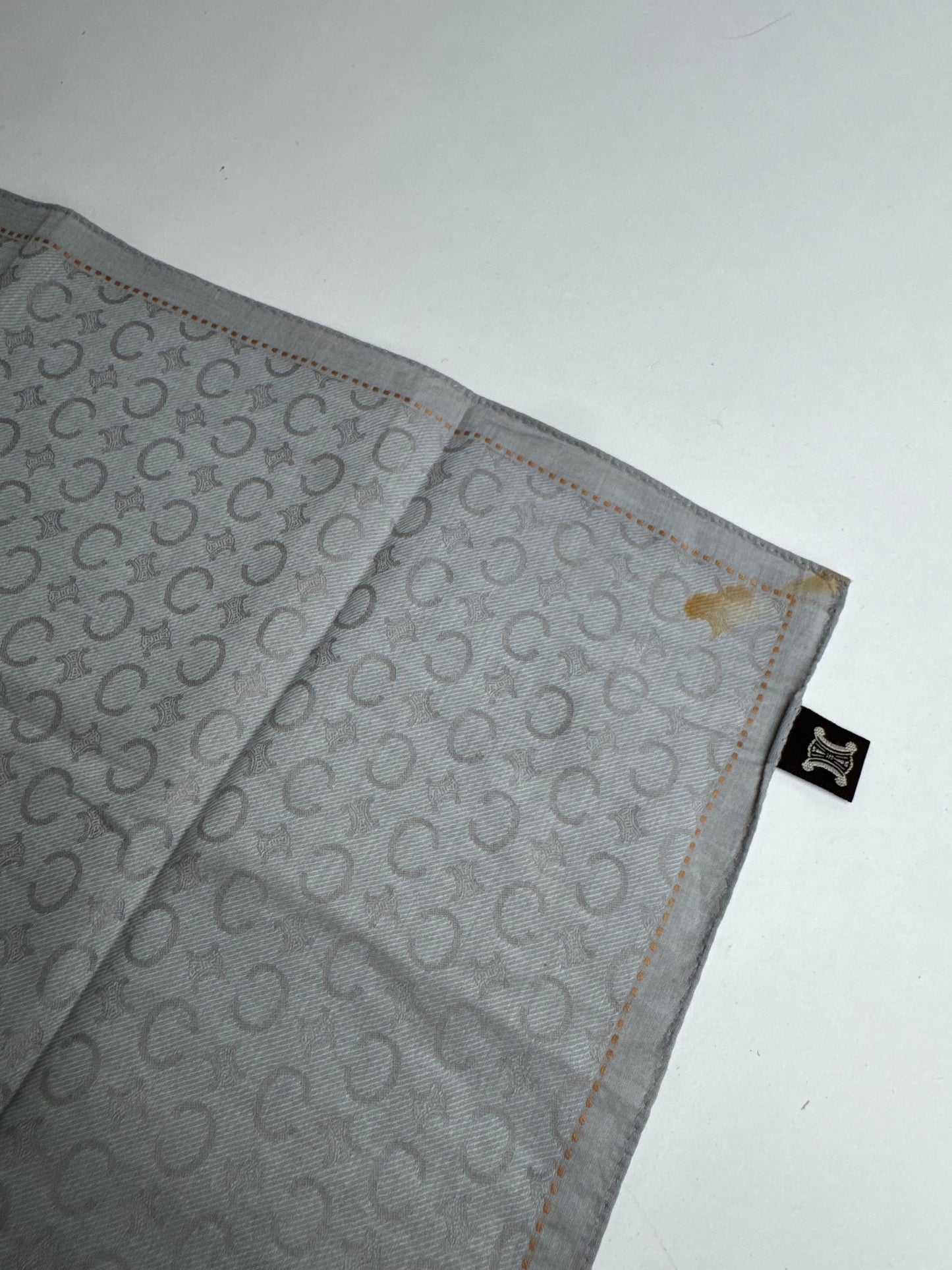 Vintage Celine C Monogram Scarf Silver Black