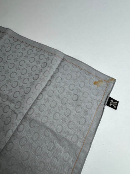 Vintage Celine C Monogram Scarf Silver Black