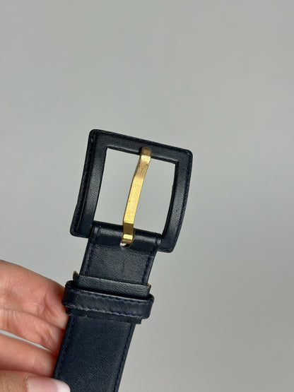 Vintage Dior Leather Belt Navy