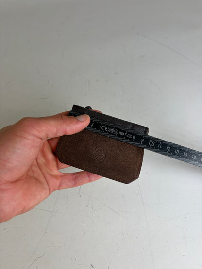 Vintage Loewe Suede Leather Wallet Brown Black Gold Key Ring