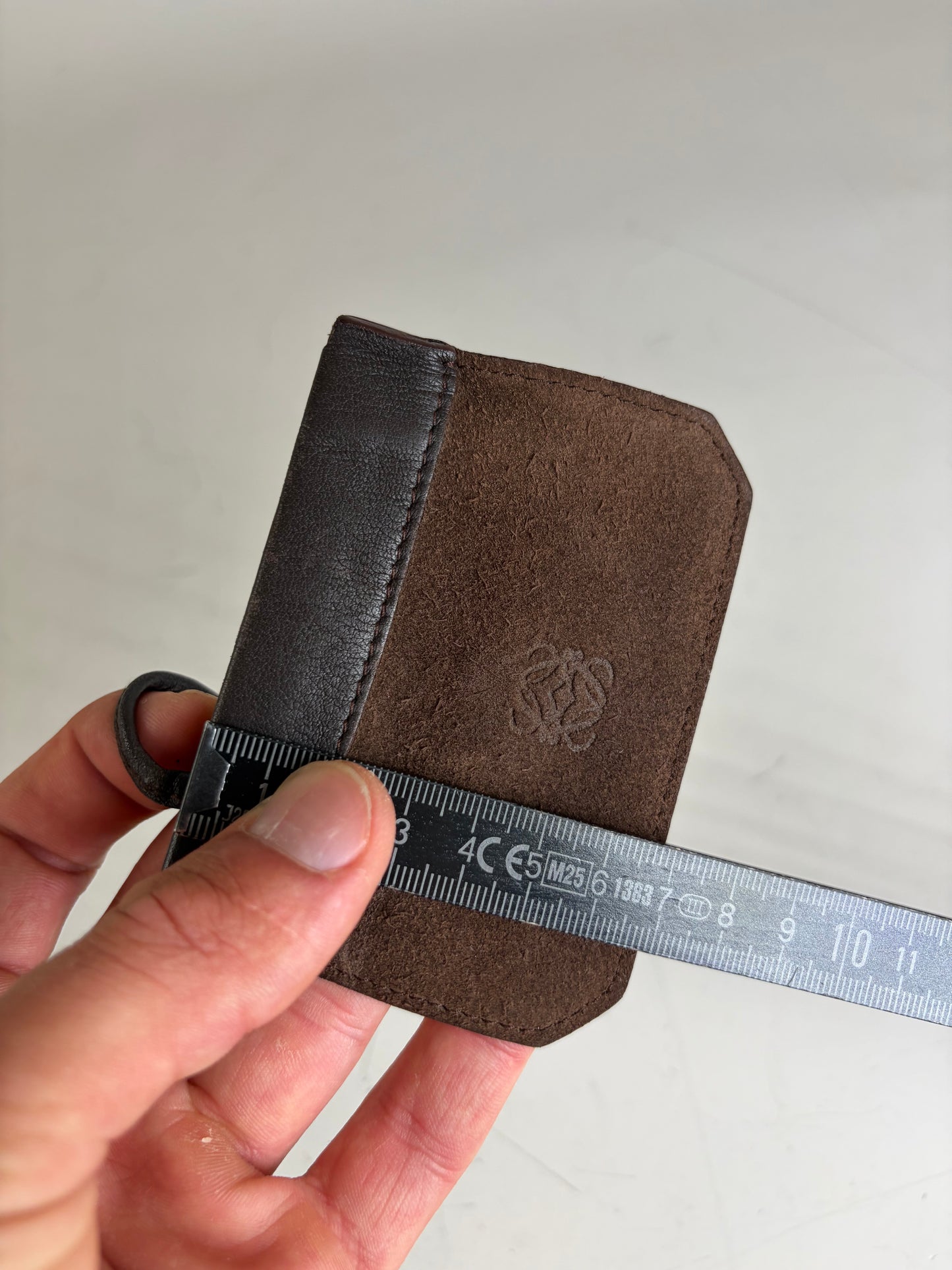 Vintage Loewe Suede Leather Wallet Brown Black Gold Key Ring