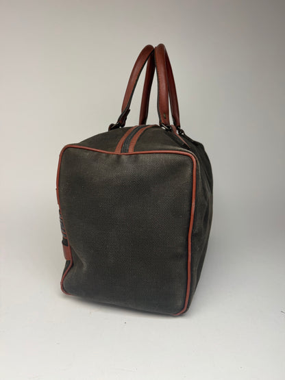 Sac vintage Yves Saint Laurent Mini Boston en cuir et toile noir et marron