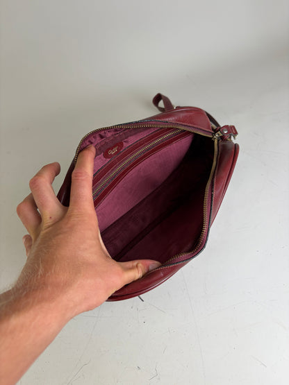 Vintage Cartier Smooth Leather Shoulder Bag Burgundy Gold