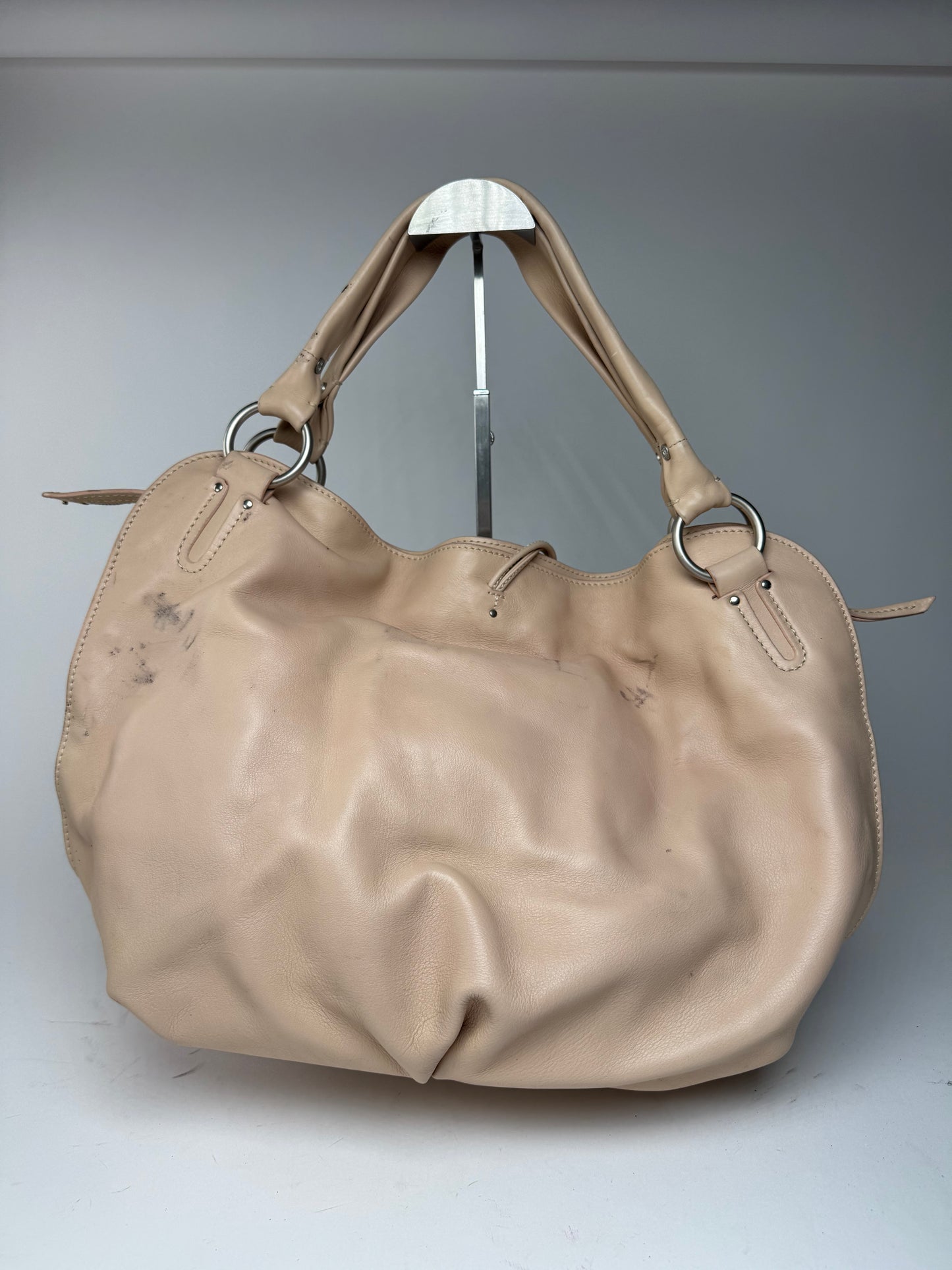 Grand sac vintage en cuir rose Céline