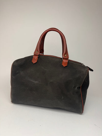 Sac vintage Yves Saint Laurent Mini Boston en cuir et toile noir et marron