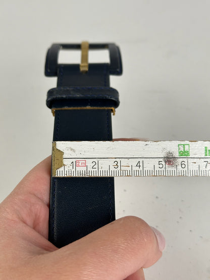 Vintage Dior Leather Belt Navy