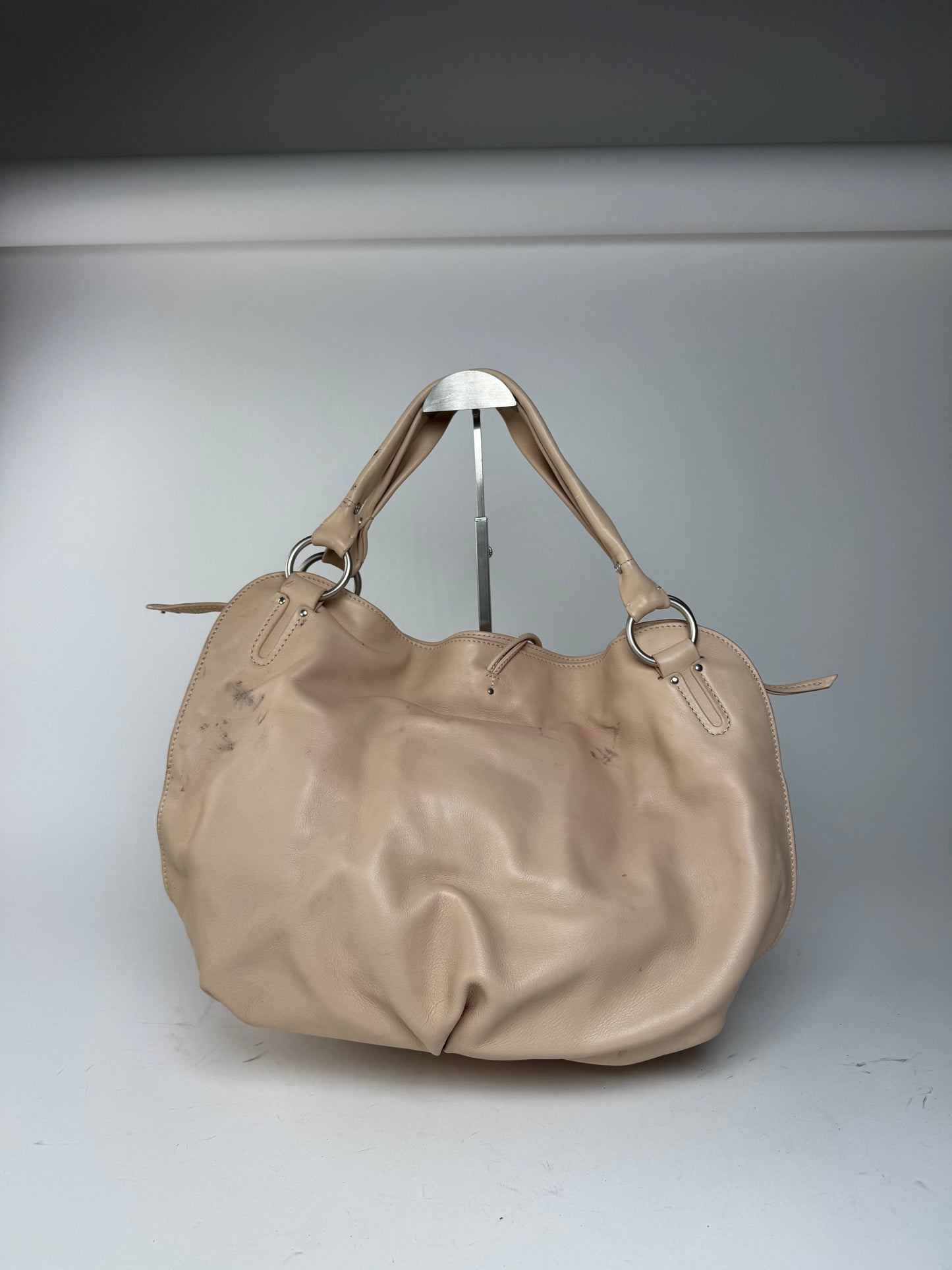 Grand sac vintage en cuir rose Céline
