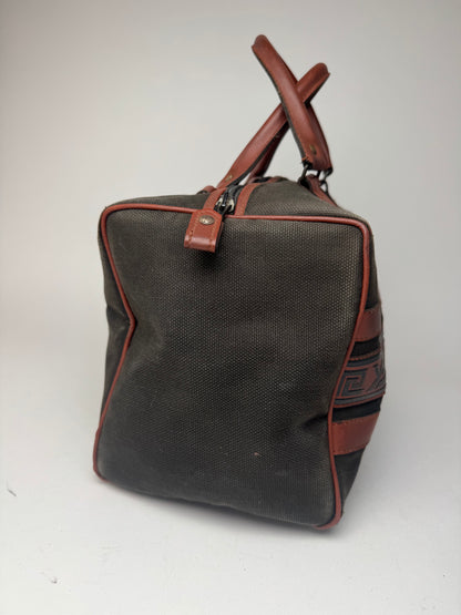 Sac vintage Yves Saint Laurent Mini Boston en cuir et toile noir et marron