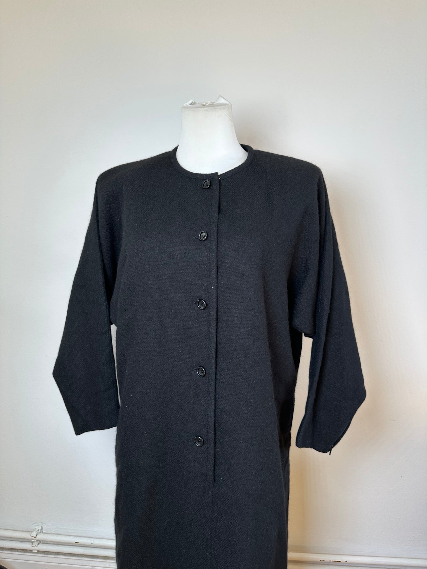Vintage Givenchy Wool Shift Dress Black M