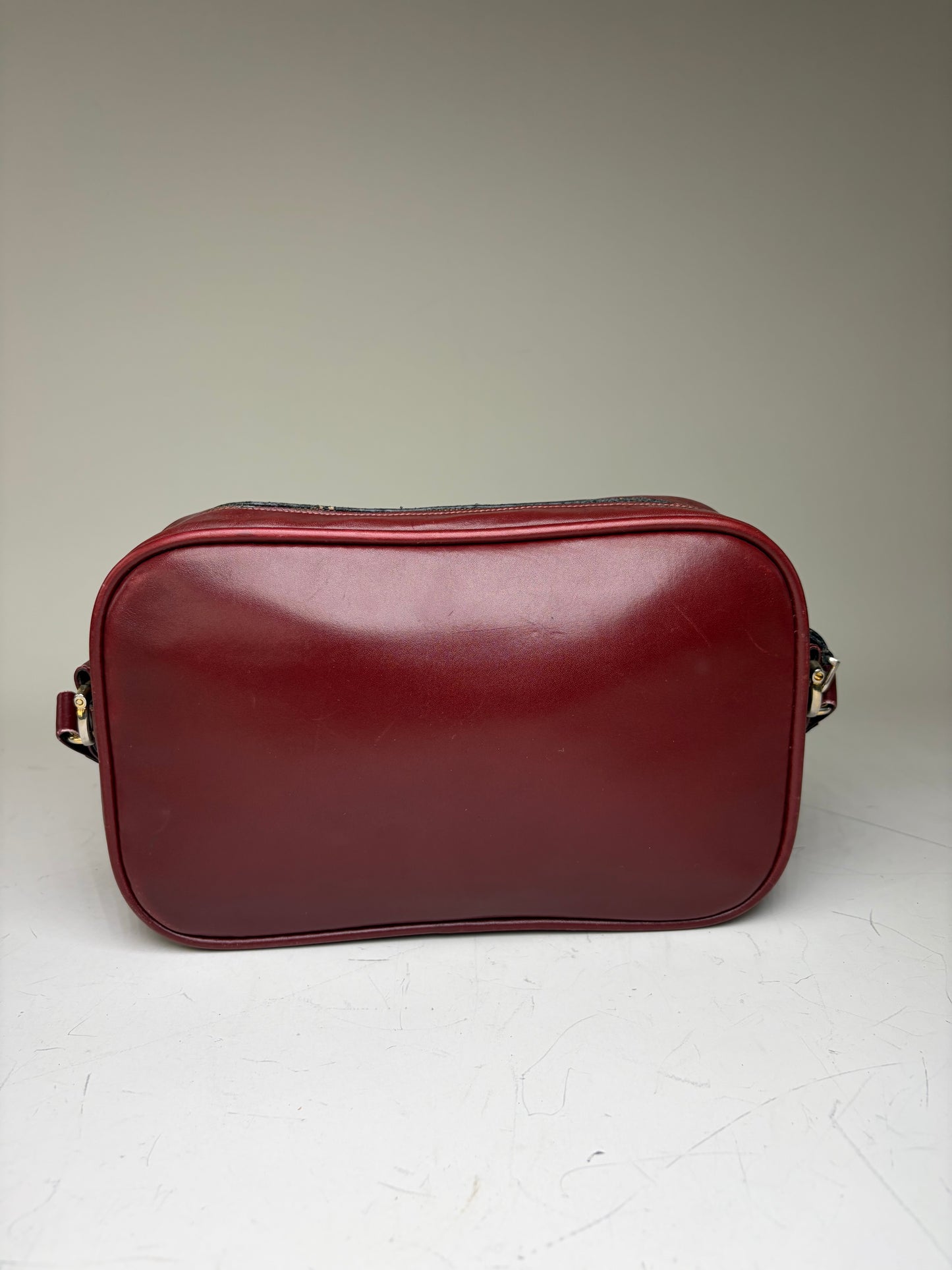 Vintage Cartier Smooth Leather Shoulder Bag Burgundy Gold