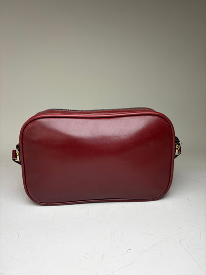 Vintage Cartier Smooth Leather Shoulder Bag Burgundy Gold