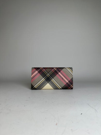 Vintage Vivienne Westwood Check Coated Canvas Wallet Beige Pink
