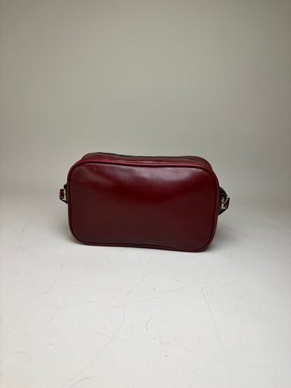 Vintage Cartier Smooth Leather Shoulder Bag Burgundy Gold