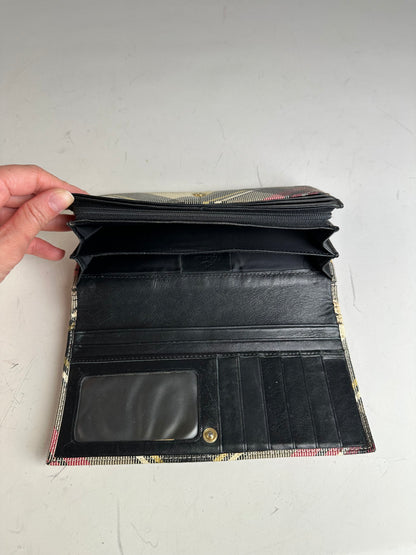 Vintage Vivienne Westwood Check Coated Canvas Wallet Beige Pink