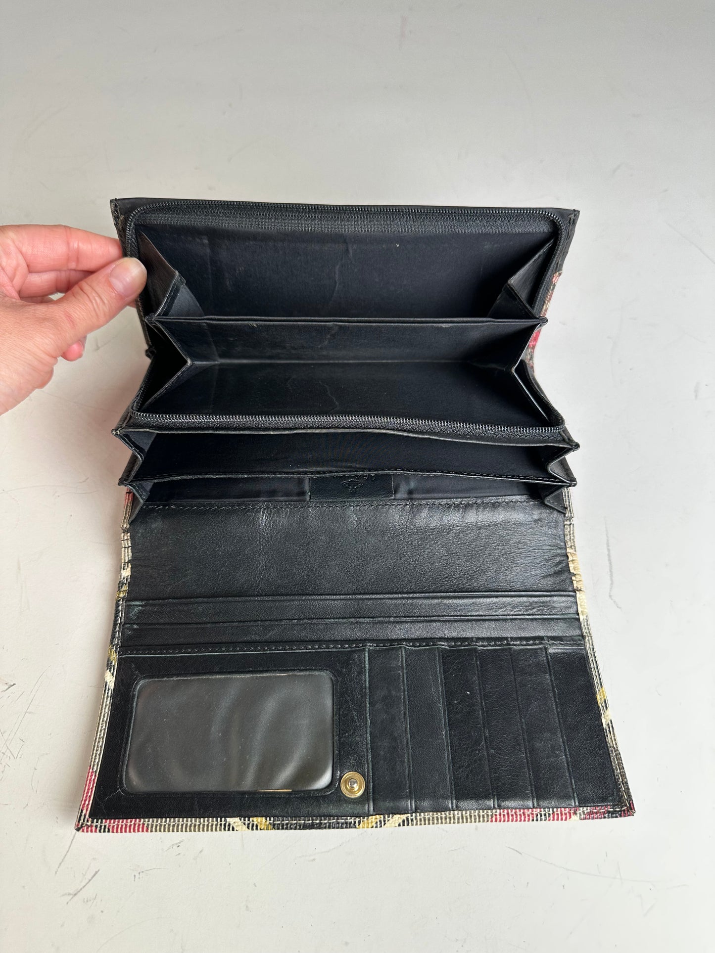 Vintage Vivienne Westwood Check Coated Canvas Wallet Beige Pink