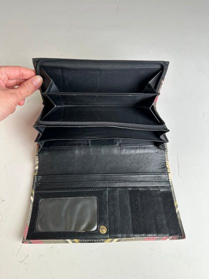 Vintage Vivienne Westwood Check Coated Canvas Wallet Beige Pink
