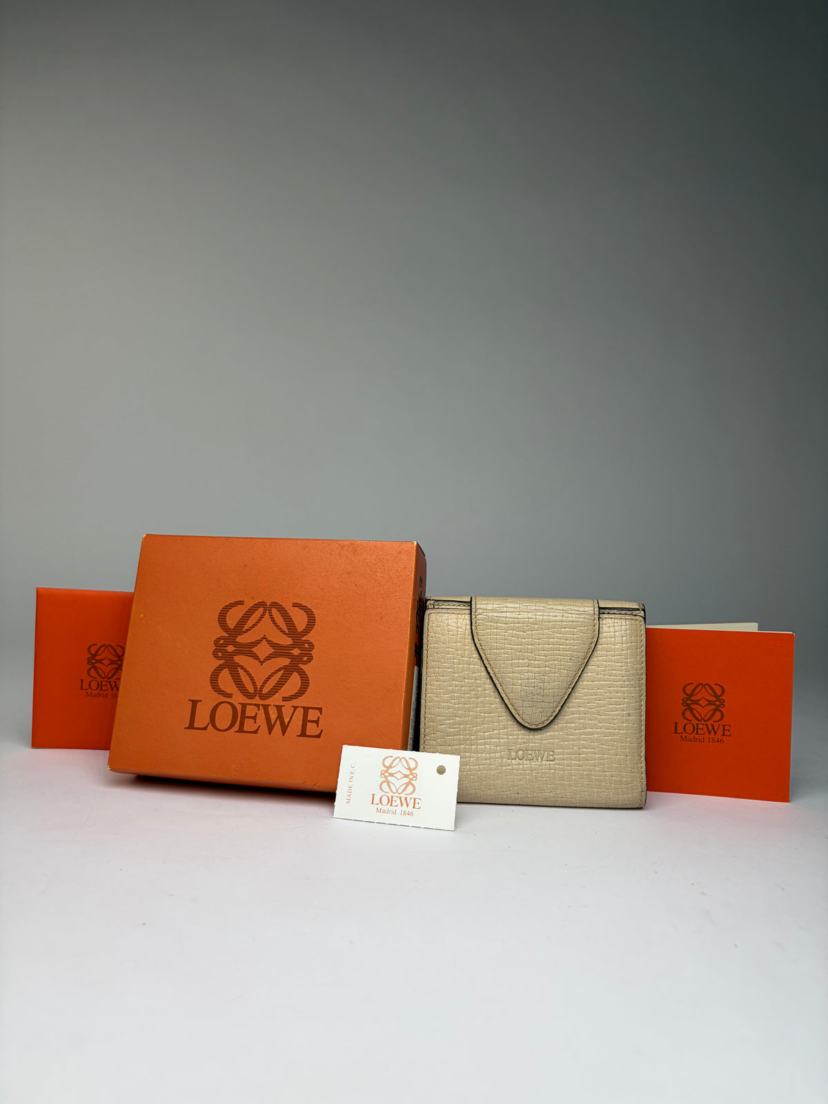 Vintage Loewe Box Alpina Bifold Wallet Late 1990s Light Beige