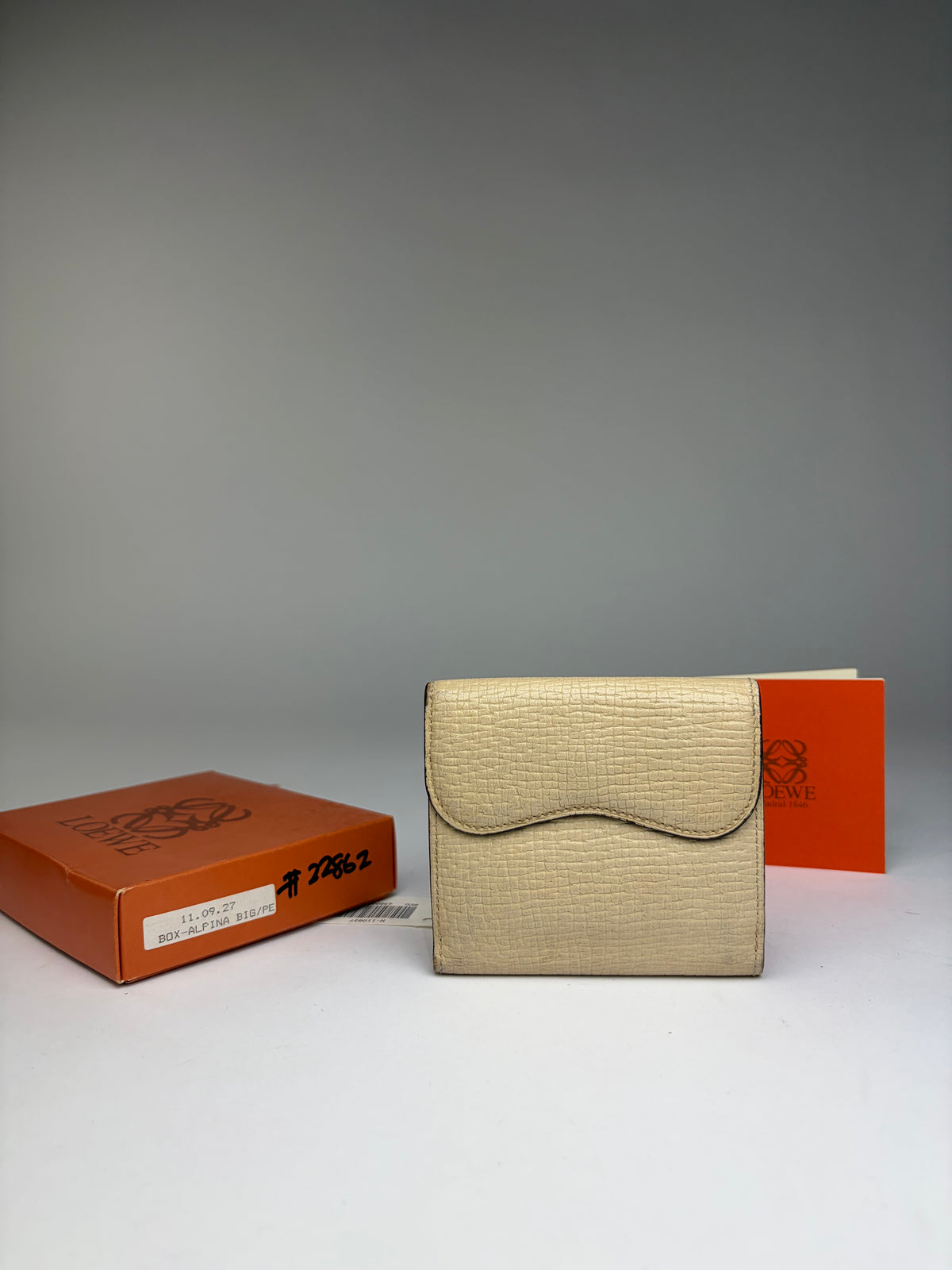 Vintage Loewe Box Alpina Bifold Wallet Late 1990s Light Beige