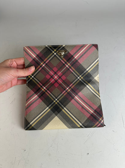 Vintage Vivienne Westwood Check Coated Canvas Wallet Beige Pink