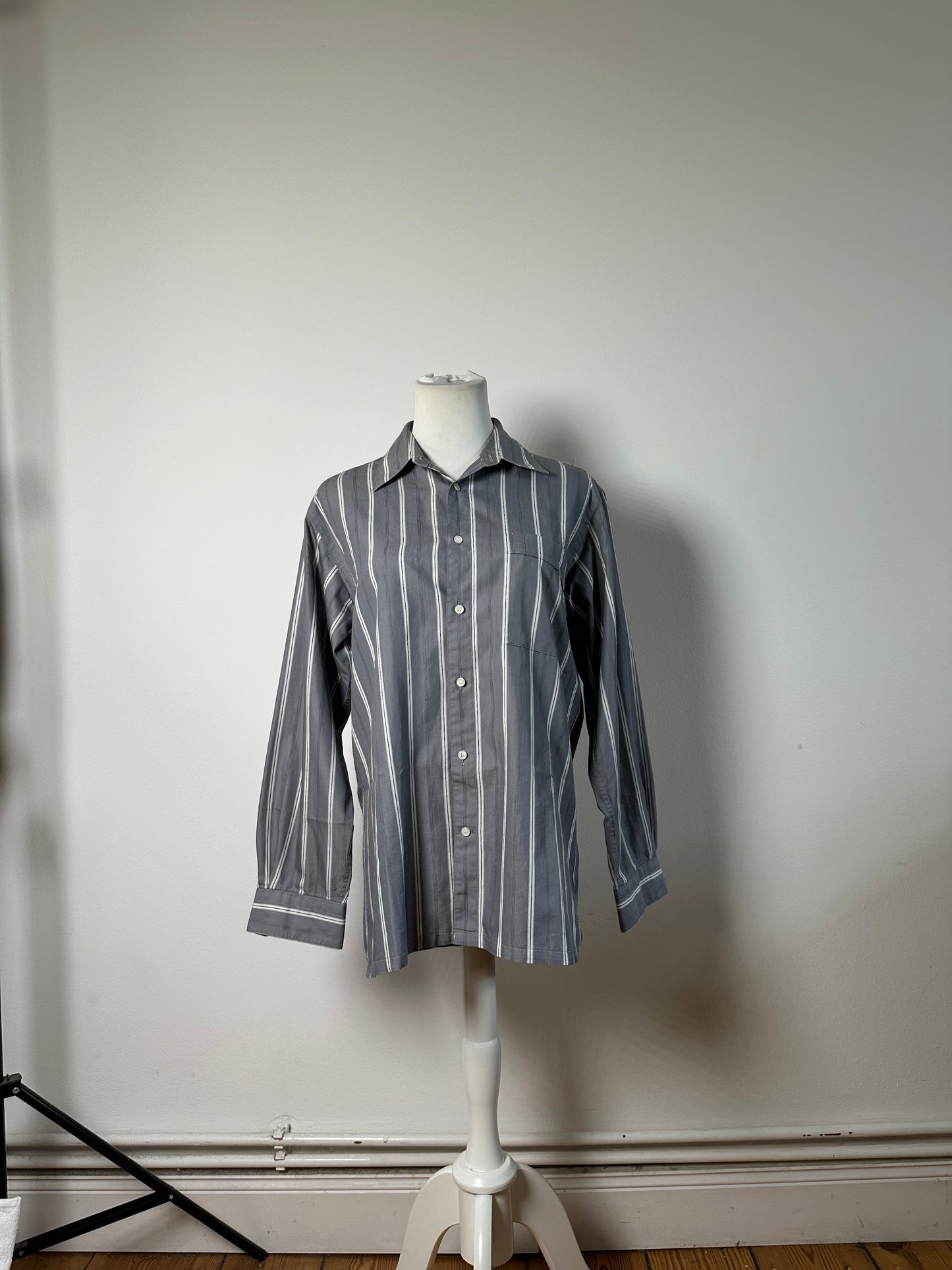 Vintage Dior Men's Cotton Shirt Grey White M