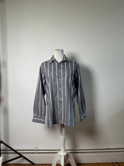Vintage Dior Men's Cotton Shirt Grey White M
