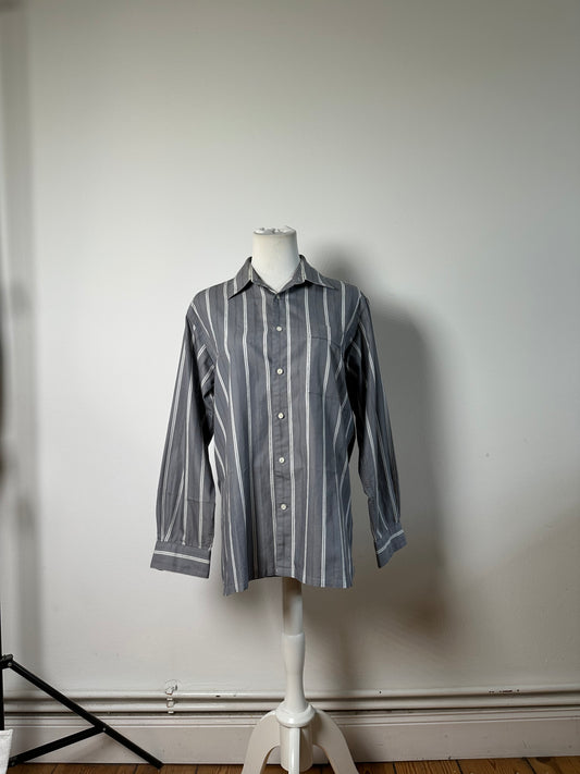 Vintage Dior Men's Cotton Shirt Grey White M