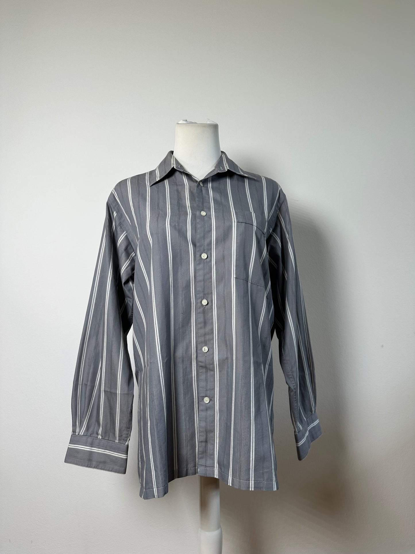 Vintage Dior Men's Cotton Shirt Grey White M