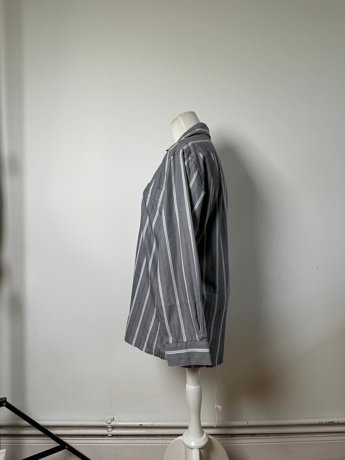 Vintage Dior Men's Cotton Shirt Grey White M