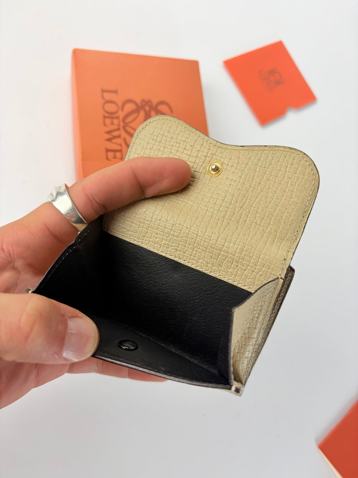 Vintage Loewe Box Alpina Bifold Wallet Late 1990s Light Beige