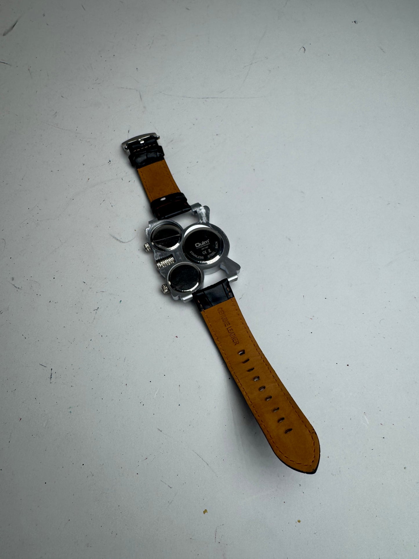 Mens Quartz Watch Black Silver