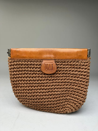 Vintage Issey Miyake Woven Fabric Clutch Bag Tan Brown