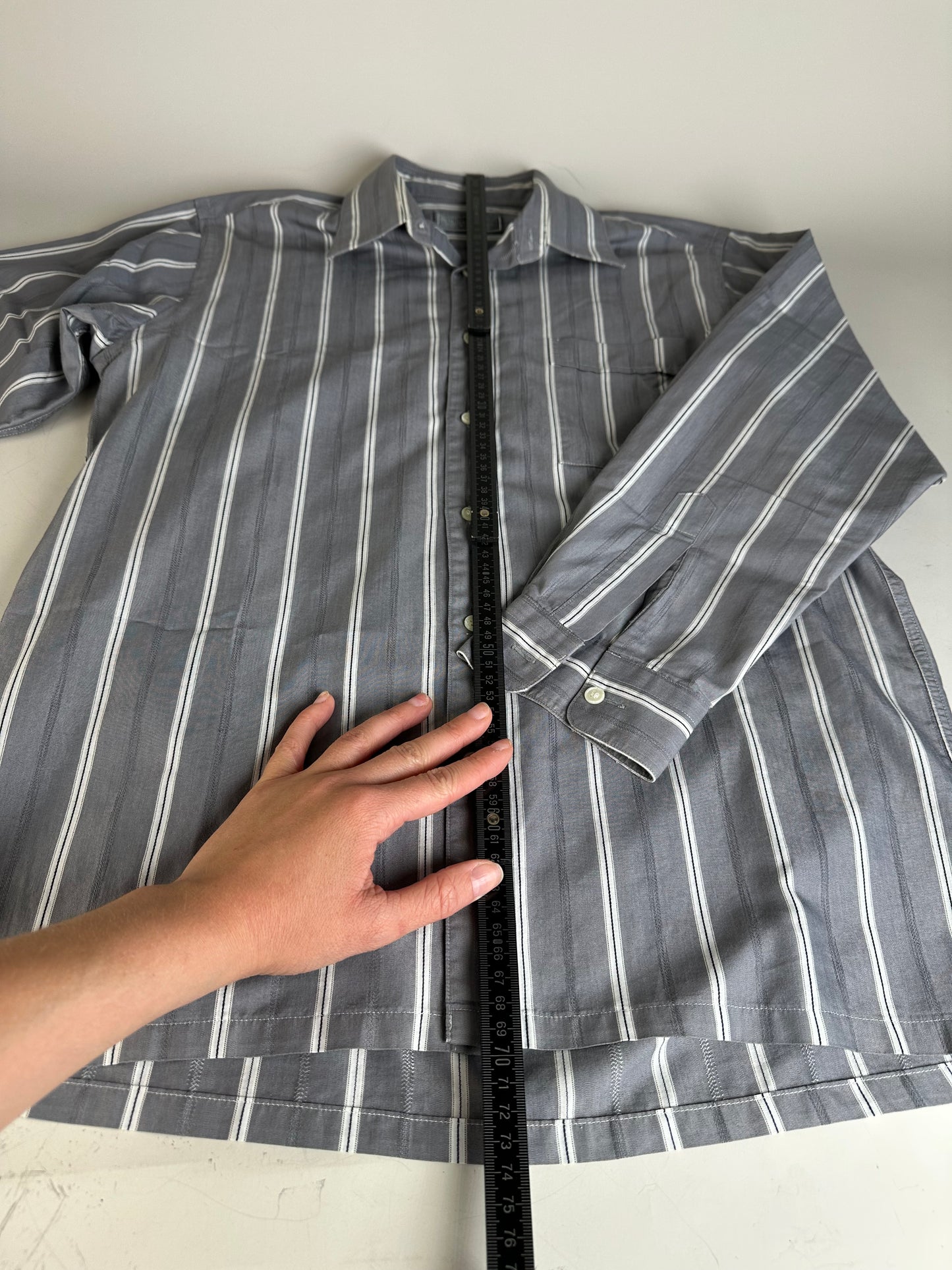 Vintage Dior Men's Cotton Shirt Grey White M
