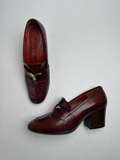 Vintage Yves Saint Laurent Leather Pumps Brown