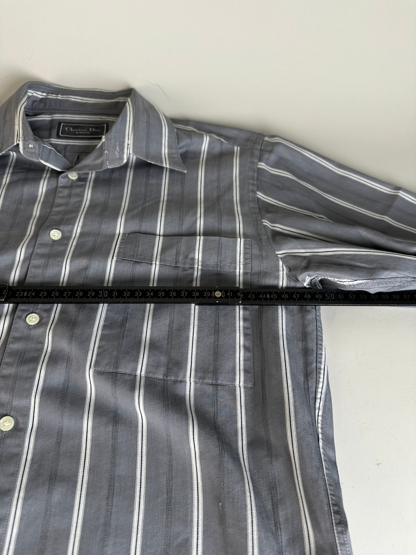 Vintage Dior Men's Cotton Shirt Grey White M