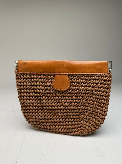 Vintage Issey Miyake Woven Fabric Clutch Bag Tan Brown