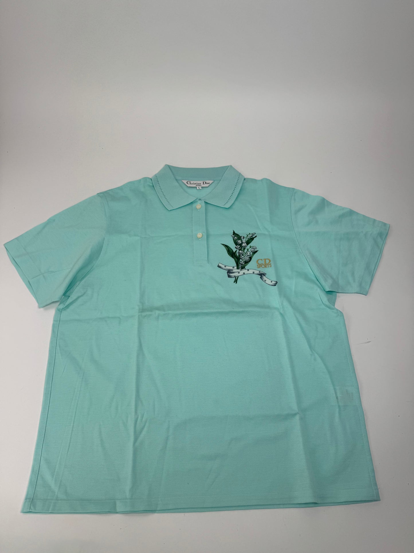 Vintage Dior Polo Shirt Turquoise L