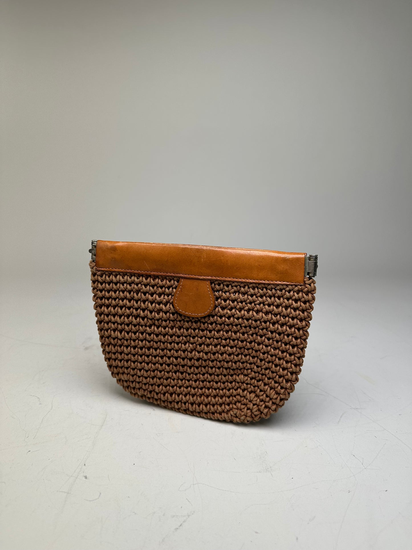 Vintage Issey Miyake Woven Fabric Clutch Bag Tan Brown