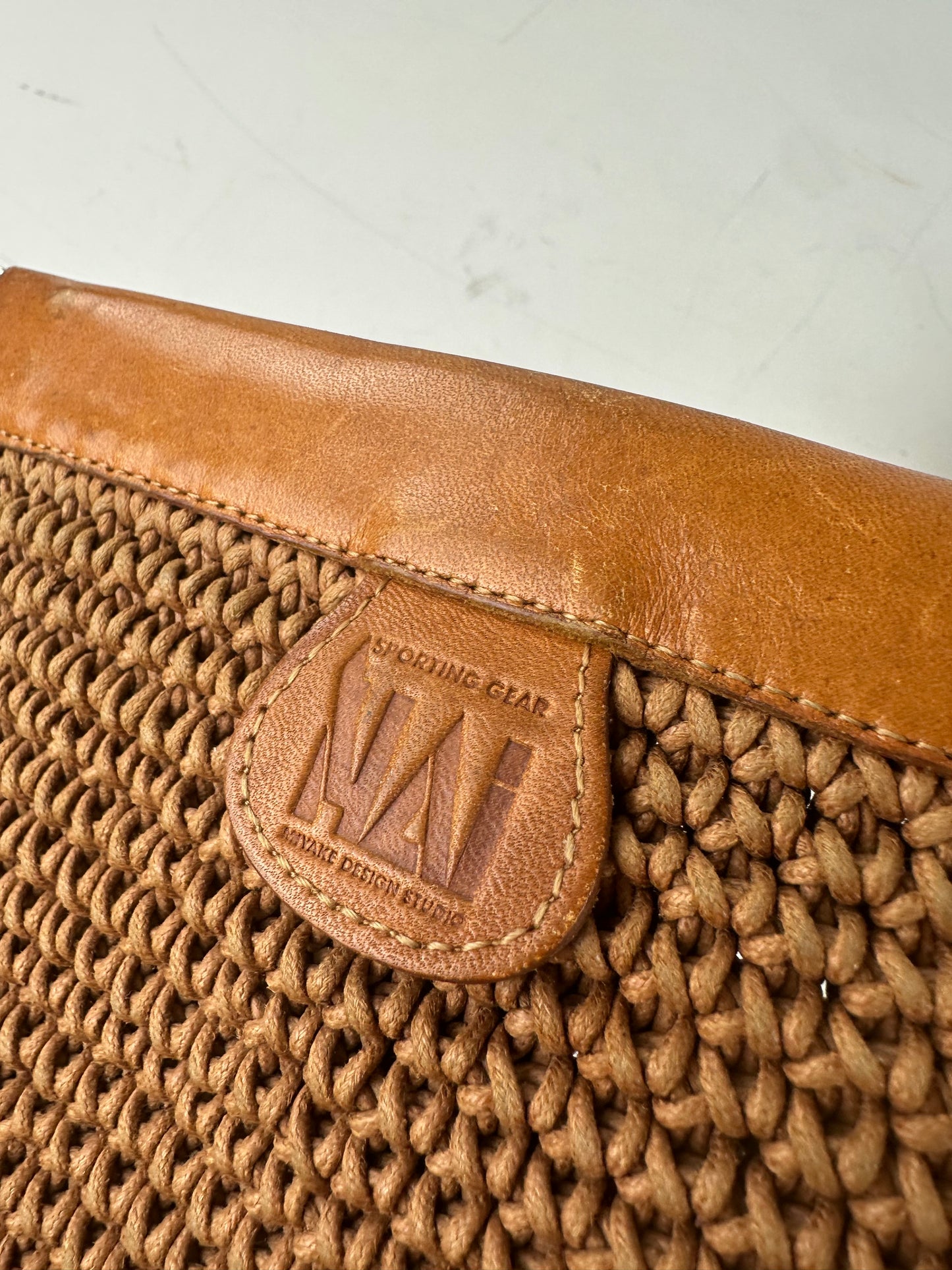 Vintage Issey Miyake Woven Fabric Clutch Bag Tan Brown