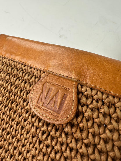 Vintage Issey Miyake Woven Fabric Clutch Bag Tan Brown