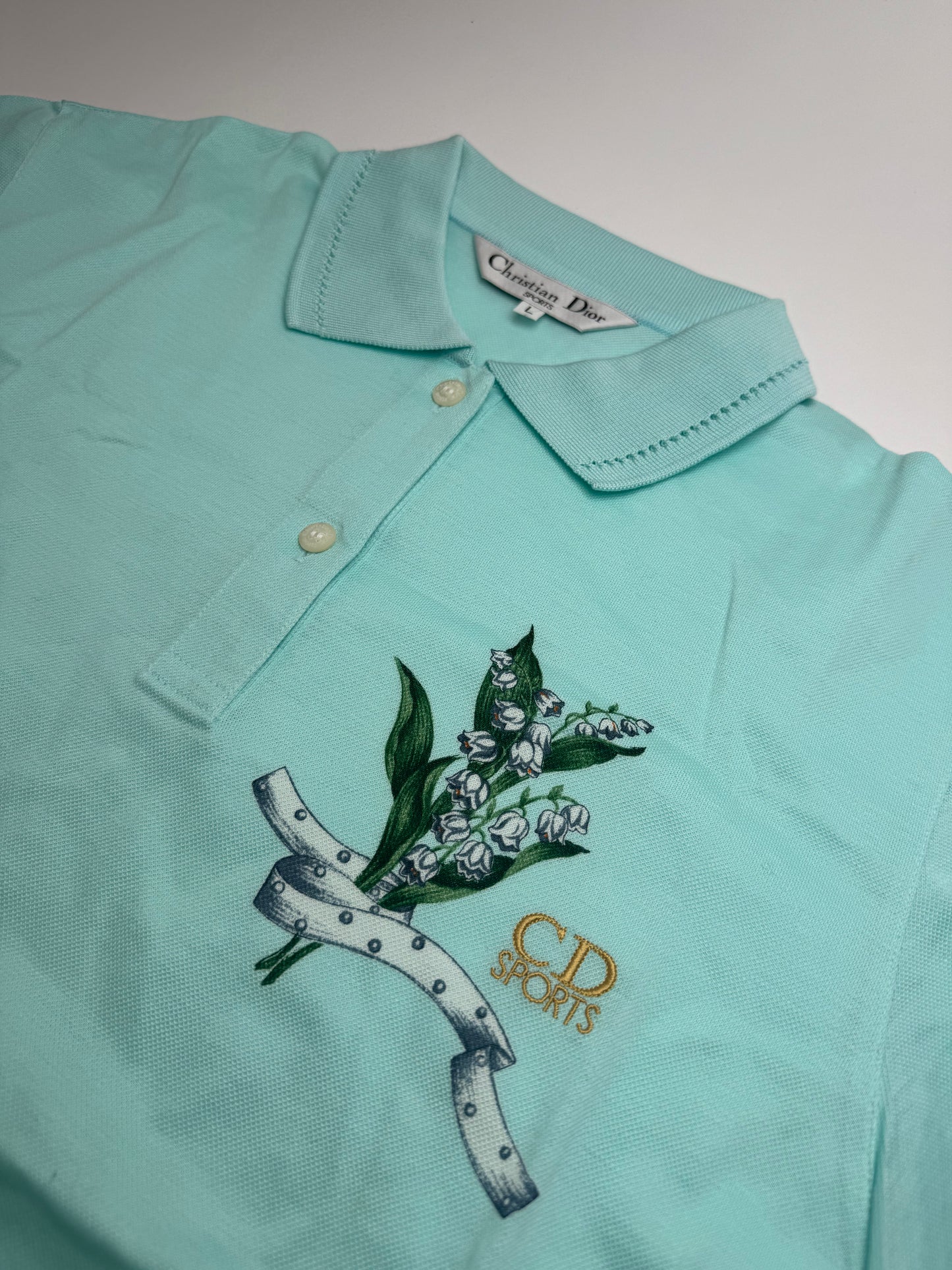 Vintage Dior Polo Shirt Turquoise L