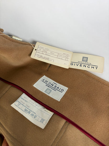 Vintage Givenchy Men's Wool Cashmere Overcoat c. Late 1980s Tan L
