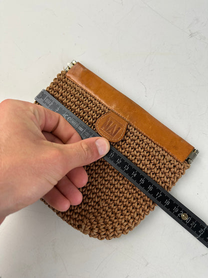 Vintage Issey Miyake Woven Fabric Clutch Bag Tan Brown