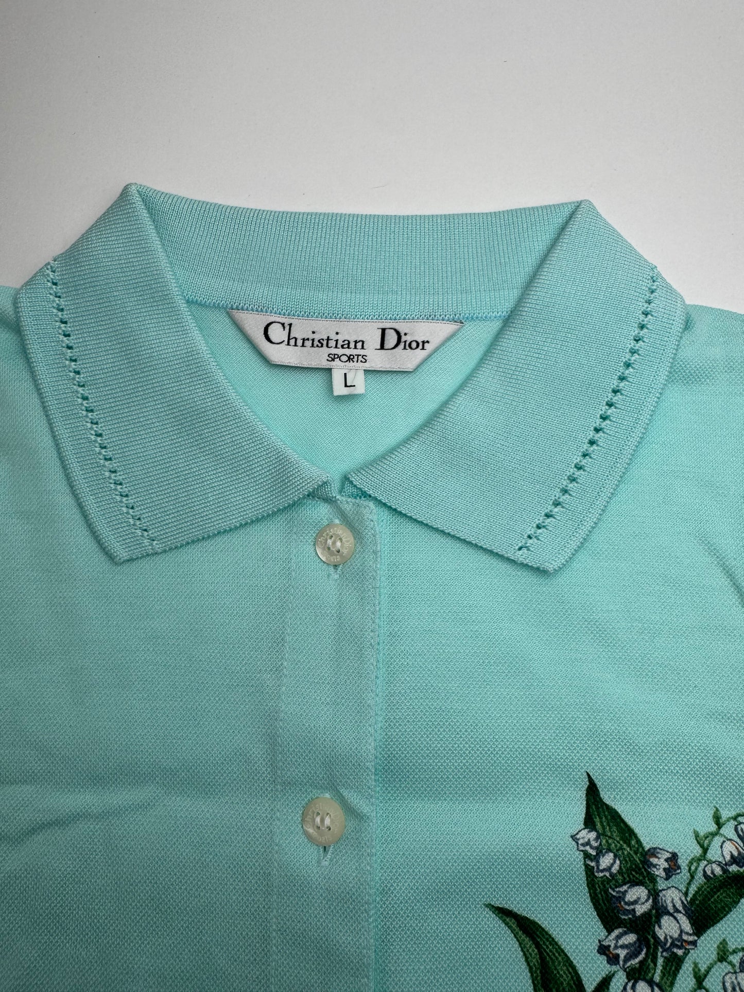 Vintage Dior Polo Shirt Turquoise L