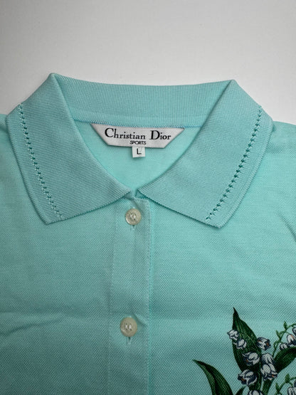 Vintage Dior Polo Shirt Turquoise L