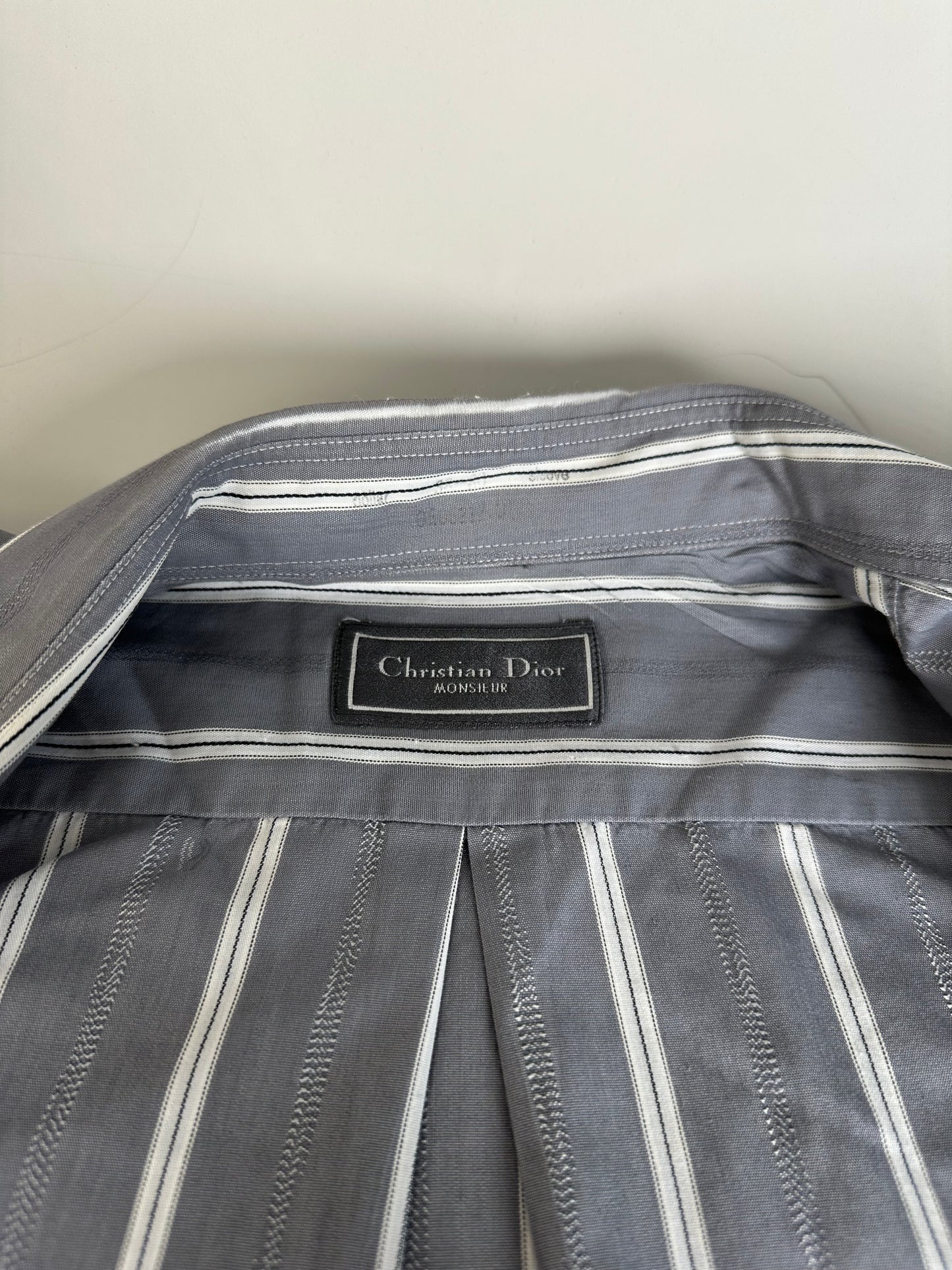 Vintage Dior Men's Cotton Shirt Grey White M