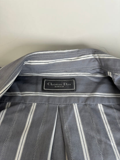 Vintage Dior Men's Cotton Shirt Grey White M