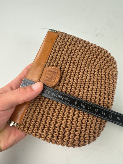 Vintage Issey Miyake Woven Fabric Clutch Bag Tan Brown
