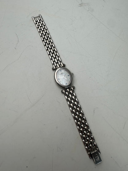 Vintage Balenciaga Stainless Steel Bracelet Watch Silver White