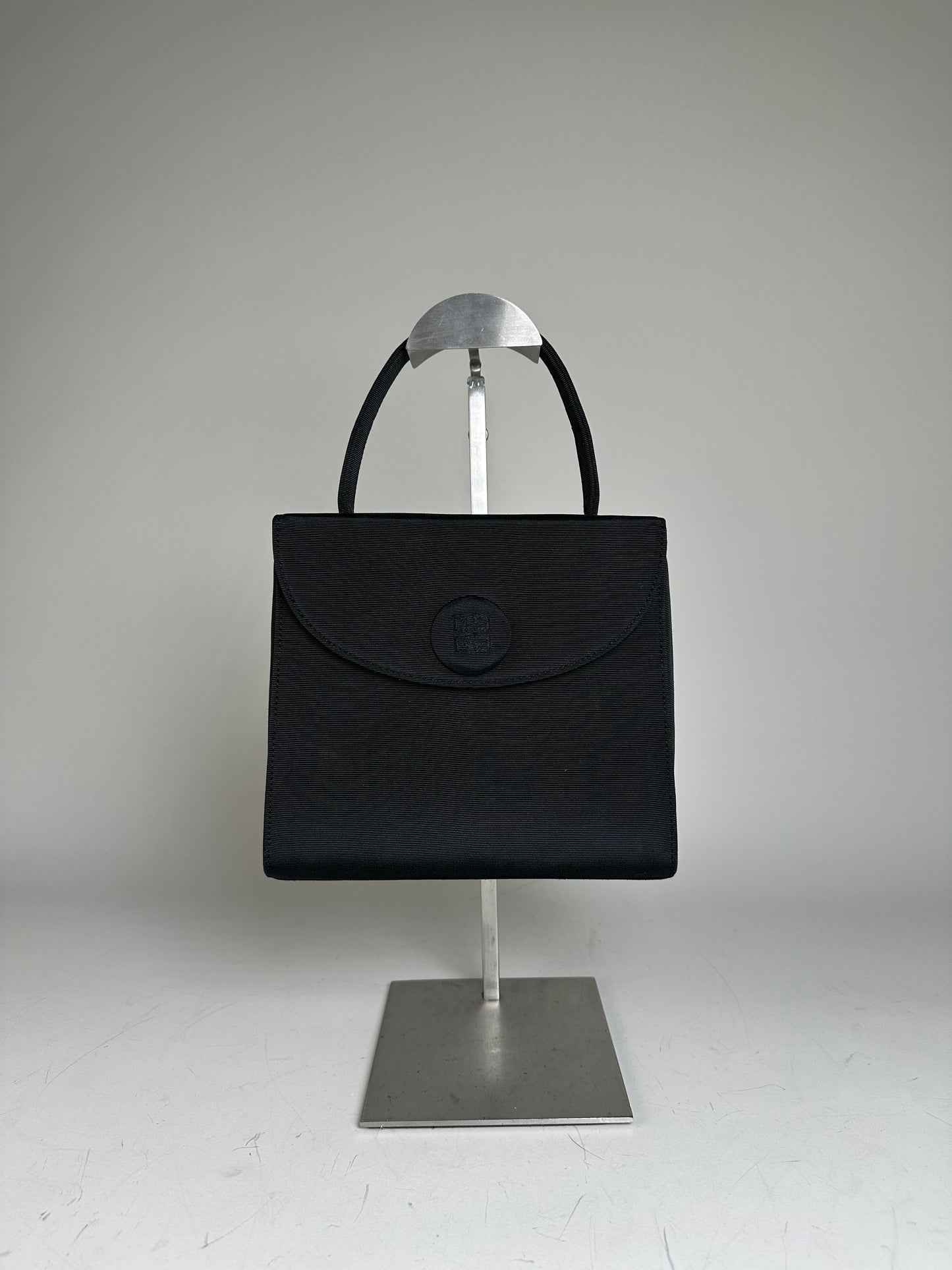 Vintage Givenchy Textured Fabric Handbag Black Gold